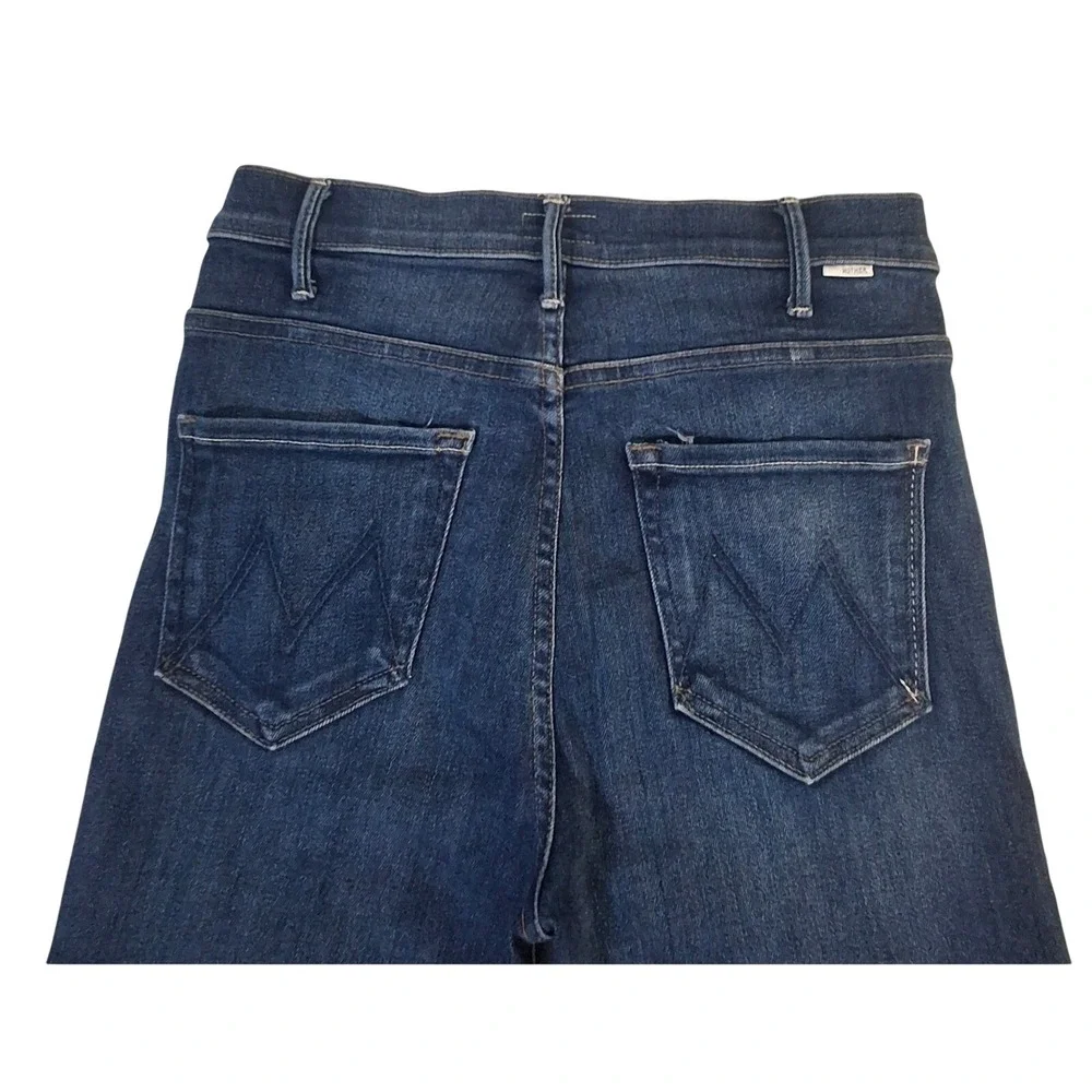 Mother The Hustler Ankle Fray Jeans Size 27 in Home Movies Wash Blue Flare